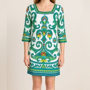 Laundry by Shelli Segal green white floral print dress, women size 4‎